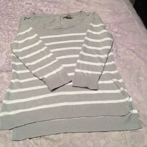 Gray sweater with white stripes